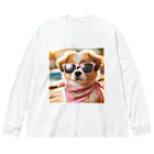 AQUAMETAVERSEのサングラスをかけた、かわいい犬 Marsa 106 Big Long Sleeve T-Shirt