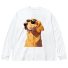 AQUAMETAVERSEのサングラスをかけた、かわいい犬 Marsa 106 ビッグシルエットロングスリーブTシャツ