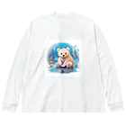 りんりんの可愛いシロクマちゃんショップ　かわいいよ！の池にいる白くま ビッグシルエットロングスリーブTシャツ