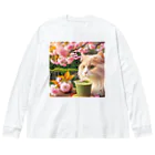 猫と紡ぐ物語の春の訪れを告げる桜満開 Big Long Sleeve T-Shirt