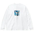 stonefishの青い空を見上げる天使 ビッグシルエットロングスリーブTシャツ