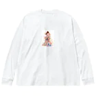 AQUAMETAVERSEの花柄模様の服を着た女性　なでしこ1478 Big Long Sleeve T-Shirt