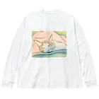 ハンドメイドSaoriのねこ♡寝子 Big Long Sleeve T-Shirt