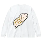 Drecome_Designの【猪の赤ちゃん】眠る瓜坊(うりぼう) ビッグシルエットロングスリーブTシャツ