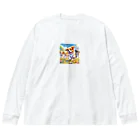 Yuya-Naganoの仲良くかけっこしてるワンちゃん達 ビッグシルエットロングスリーブTシャツ