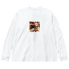 golden99のカフェでリラックスしているゴールデンレトリバー Big Long Sleeve T-Shirt