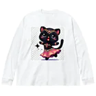 ベリーBellyの黒猫ベリーダンス ビッグシルエットロングスリーブTシャツ