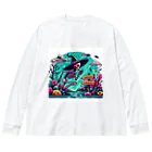 かるるんショップの骸骨紳士シリーズ　雨ニモマケズ、風ニモマケズ Big Long Sleeve T-Shirt