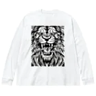 SERIY_SHOPの荘厳なる支配者：モノトーンのライオンの描画 Big Long Sleeve T-Shirt