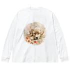 Petia Bloomの水彩風犬と花 Big Long Sleeve T-Shirt