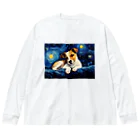 Dog Art Museumの【星降る夜 - ジャックラッセルテリア犬の子犬 No.1】 Big Long Sleeve T-Shirt