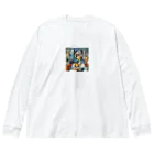 レトロゲームイラストのピカソ風芸術的アートグッズ Big Long Sleeve T-Shirt