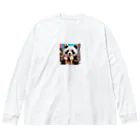 rakutenitibaのアイスクリームをもらって嬉しいパンダ Big Long Sleeve T-Shirt