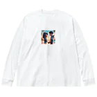 ウエディング♡カップルグッズのピクサー風カップル ビッグシルエットロングスリーブTシャツ
