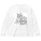 猫と犬のうちの子アート|Kobayashi Aiの桜ねこ|cherry blossom cat Big Long Sleeve T-Shirt