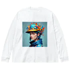 でゅの鮮やかなカラフルな帽子 ビッグシルエットロングスリーブTシャツ