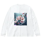 Navel Sky AIの水に咲く桜 ビッグシルエットロングスリーブTシャツ