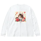 Y m @Y's shopの猫と薔薇 Big Long Sleeve T-Shirt