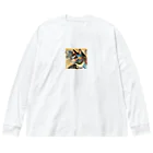 chaochao0701の浮世絵風　猫（顔）"Ukiyo-e Style Cat (Face)"  "浮世绘风格的猫（脸）" Big Long Sleeve T-Shirt