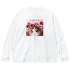 Y m @Y's shopの猫とダリア Big Long Sleeve T-Shirt