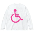 お絵かき屋さんの車椅子マーク（ピンク） ビッグシルエットロングスリーブTシャツ