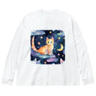 星降る夜にの月と猫 Big Long Sleeve T-Shirt