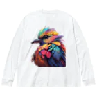 MAF_の虹色鳥🌈 ビッグシルエットロングスリーブTシャツ