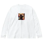 Fujimishokaiの牛の絵　力強く王者のような風格を醸し出しています。 Big Long Sleeve T-Shirt