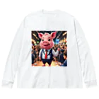 MTHの社内イベントの企画をするミニブタ Big Long Sleeve T-Shirt