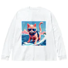 メロンパン猫のサーファーキャット ビッグシルエットロングスリーブTシャツ