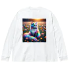 momonekokoの虹色に輝く優雅な猫 Big Long Sleeve T-Shirt