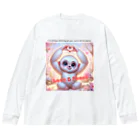 dreamy-designのLOVE&PEACE　シロテナガザルくん ビッグシルエットロングスリーブTシャツ