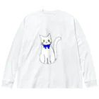 atelier_lapislazuliの白いねこさん ビッグシルエットロングスリーブTシャツ