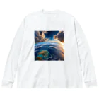 Harunashopの🌎美しい地球🌍 ビッグシルエットロングスリーブTシャツ