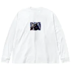 mamori_shopの北方守護★黒き霊亀 玄武 Big Long Sleeve T-Shirt