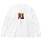 TubuTechのモザイク ブルーキャット Big Long Sleeve T-Shirt