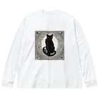 動物デザイングッズの黒猫 ビッグシルエットロングスリーブTシャツ