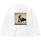 million-mindのピアノを弾く黒猫 Big Long Sleeve T-Shirt