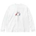 yielanggo007の虹のねこ ビッグシルエットロングスリーブTシャツ