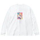 no_mi_Ke08のカラフルな猫耳の女の子のキャラクター Big Long Sleeve T-Shirt