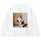 shadowshadowの三毛猫 ビッグシルエットロングスリーブTシャツ