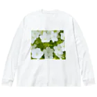 癒しの音楽の森の癒しの白いネモフィラ ビッグシルエットロングスリーブTシャツ