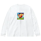 YFCの炎を尾を持つ精悍なキツネ Big Long Sleeve T-Shirt