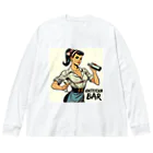 AMERICAN BARのアメコミ風バーテンダー ビッグシルエットロングスリーブTシャツ