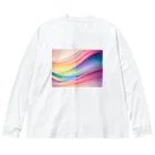 InkCraftsの虹色に輝く波の抽象的なデザイン Big Long Sleeve T-Shirt