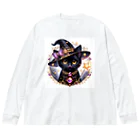 黒猫ギャラリー🐈‍⬛の黒猫の魔法使い Big Long Sleeve T-Shirt