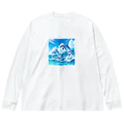 snow-birdの海で遊ぶイルカたちの楽しい風景 Big Long Sleeve T-Shirt