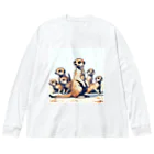 DotAnimalsのドットミーアキャット_ファミリー Big Long Sleeve T-Shirt