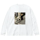 やんばるたの黒猫と白猫 電柱 Big Long Sleeve T-Shirt