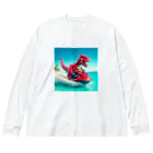 DINO-studioのジェットスキーを楽しむ赤ティラノ Big Long Sleeve T-Shirt